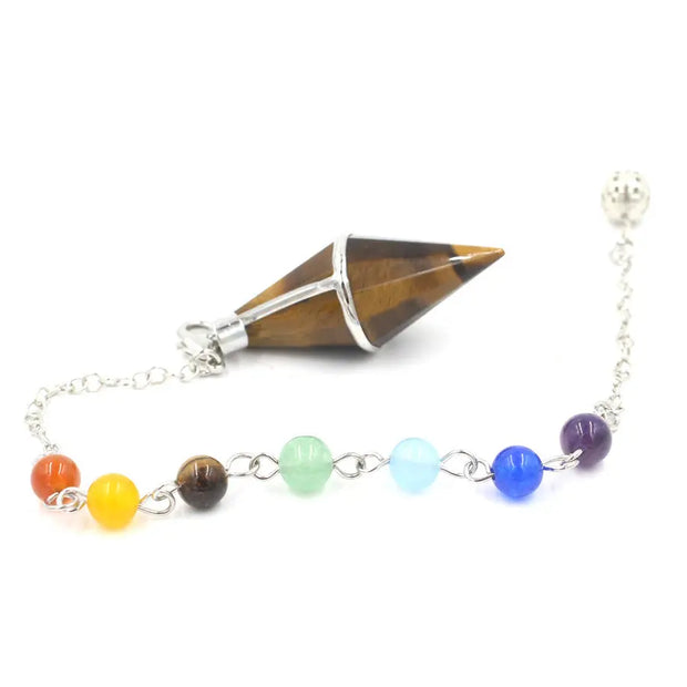 Amulette pendule en œil de tigre pour équilibrer les chakras - Mes Bijoux En Pierres Naturelles
