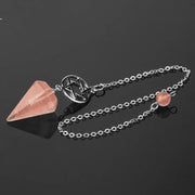 Quartz Rose Cerise Pendule ésotérique avec Pentacle - Mes Bijoux En Pierres Naturelles
