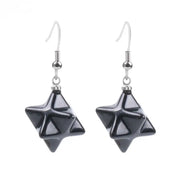 Créoles en obsidienne noire Merkaba - Mes Bijoux En Pierres Naturelles