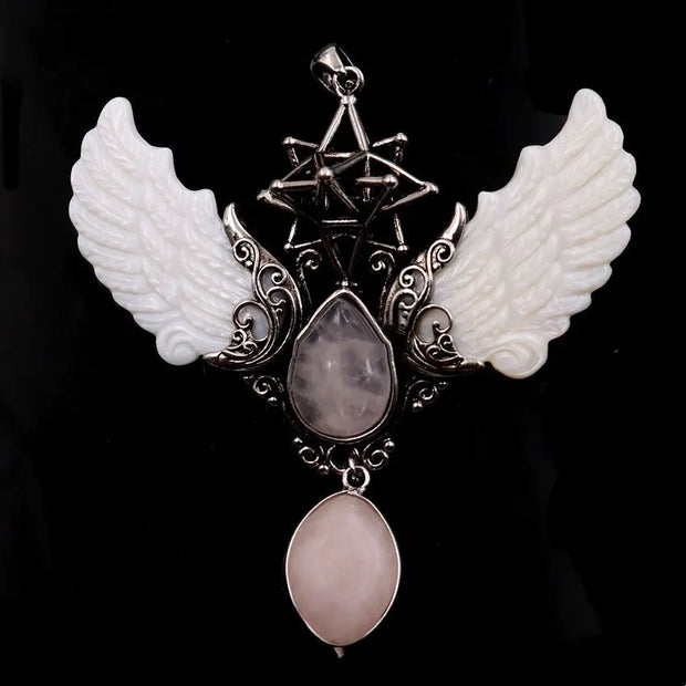 Collier angelot Quartz Rose Merkaba - Mes Bijoux En Pierres Naturelles
