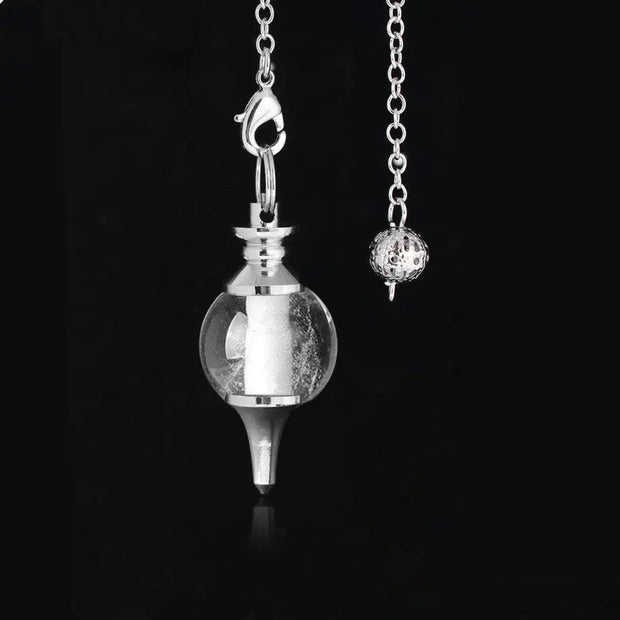 Amulette divinatoire en cristal de roche et perles - Mes Bijoux En Pierres Naturelles