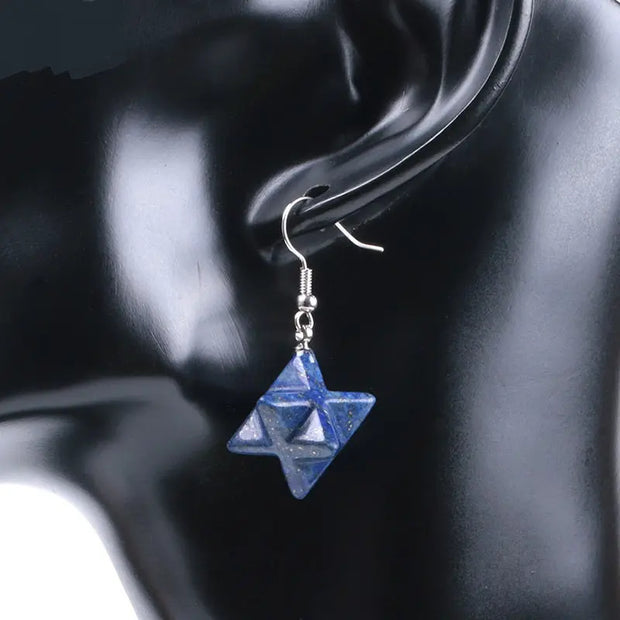 Créoles Merkaba en lapis lazuli - Mes Bijoux En Pierres Naturelles
