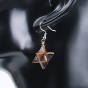 Créoles Merkaba en pierre œil de tigre - Mes Bijoux En Pierres Naturelles