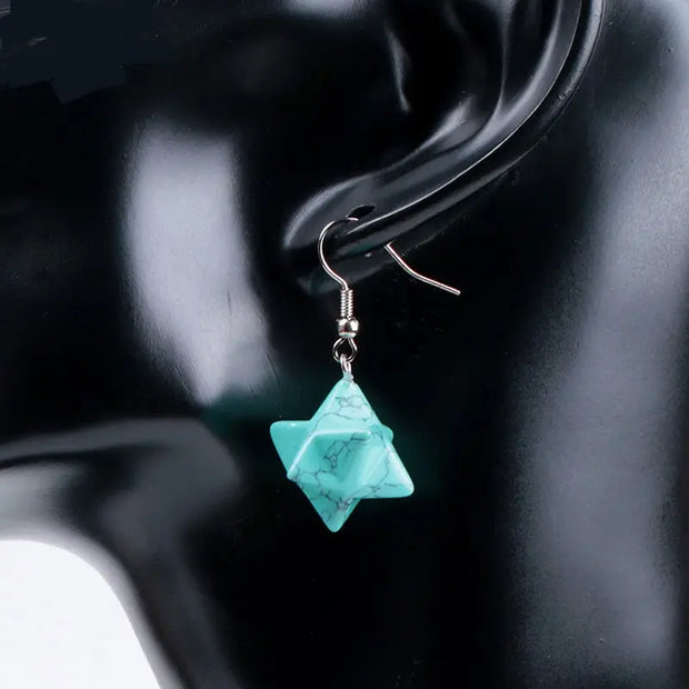 Créoles en turquoise Merkaba - Mes Bijoux En Pierres Naturelles