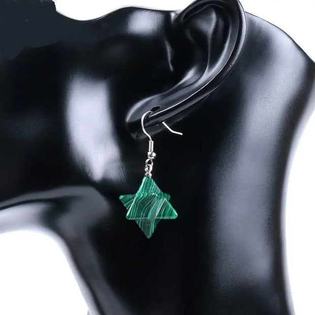 Pendantes Merkaba en malachite - Mes Bijoux En Pierres Naturelles