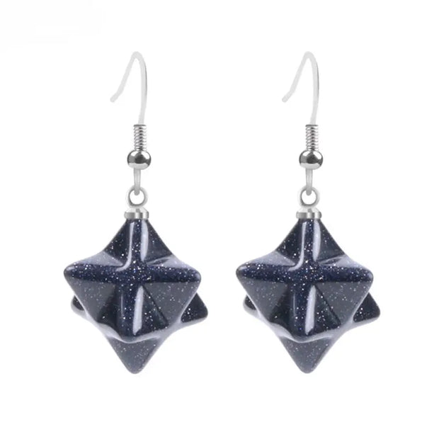 Pendantes Merkaba en pierre de sable bleu - Mes Bijoux En Pierres Naturelles