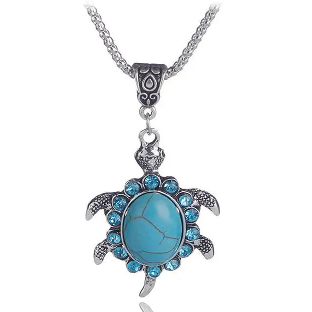 Pendentif tortue en pierre turquoise pour collier - Mes Bijoux En Pierres Naturelles