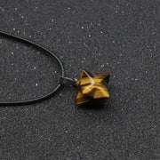Pendentif Merkaba en Oeil de Tigre sur Collier - Mes Bijoux En Pierres Naturelles