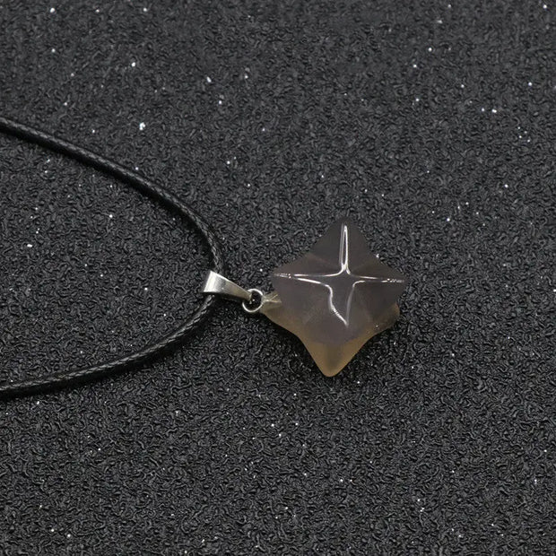 Collier étoile Merkaba en agate grise - Mes Bijoux En Pierres Naturelles