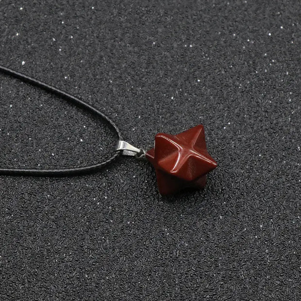 Pendentif en jaspe rouge Merkaba pour collier - Mes Bijoux En Pierres Naturelles