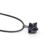 Pendentif Merkaba en pierre de sable bleu sur collier - Mes Bijoux En Pierres Naturelles