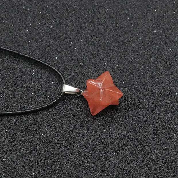 Pendentif amulette Merkaba en quartz rose foncé - Mes Bijoux En Pierres Naturelles