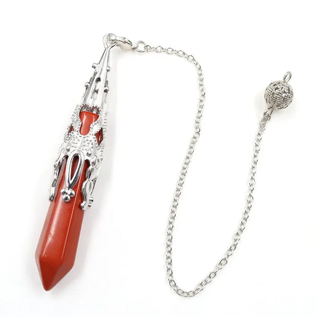 Amulette pendule conique en jaspe rouge - Mes Bijoux En Pierres Naturelles