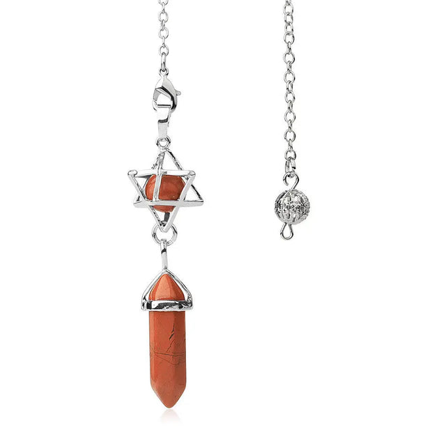 Pendule ésotérique en jaspe rouge - Mes Bijoux En Pierres Naturelles