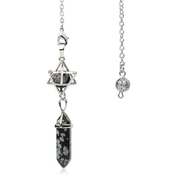 Amulette ésotérique en obsidienne flocon de neige - Mes Bijoux En Pierres Naturelles