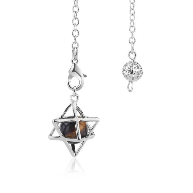 Bijou pendule merkaba avec pierre œil de tigre - Mes Bijoux En Pierres Naturelles