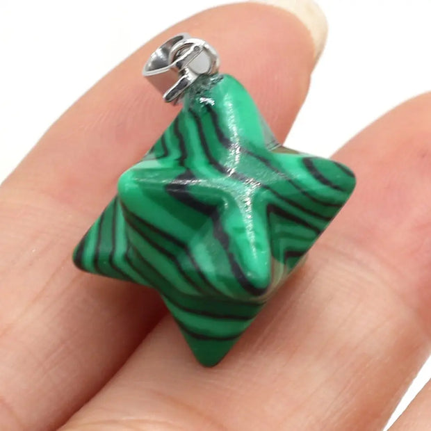 Pendentif Merkaba malachite - Mes Bijoux En Pierres Naturelles