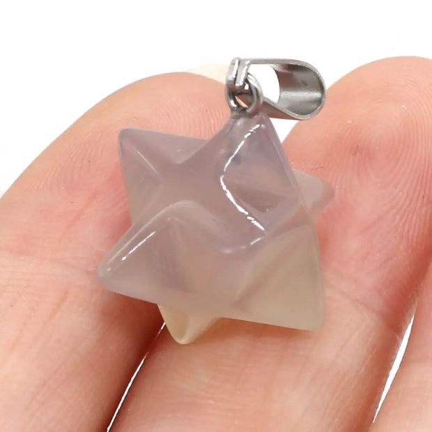 Pendentif Merkaba agate grise - Mes Bijoux En Pierres Naturelles