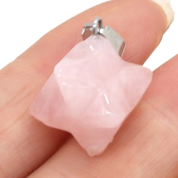 Collier quartz rose Merkaba - Mes Bijoux En Pierres Naturelles