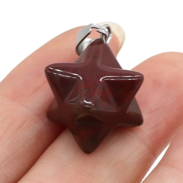 Pendentif Merkaba jaspe rouge - Mes Bijoux En Pierres Naturelles
