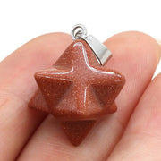 Collier avec pendentif en pierre de sable rouge Merkaba - Mes Bijoux En Pierres Naturelles