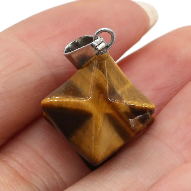 Pendentif Merkaba oeil de tigre - Mes Bijoux En Pierres Naturelles
