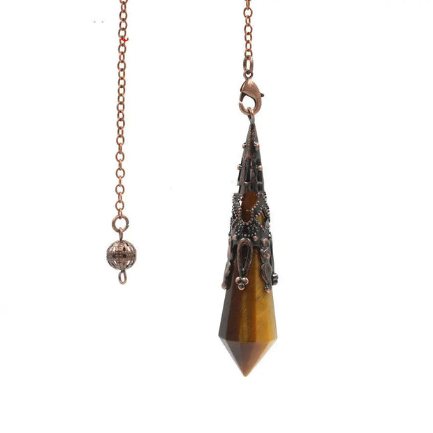 Pendentif spirituel cône en pierre œil de tigre - Mes Bijoux En Pierres Naturelles