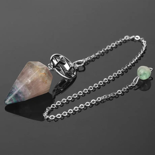 Pendule ésotérique en fluorite avec pentacle - Mes Bijoux En Pierres Naturelles
