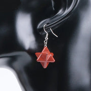 Pendants d'oreilles Merkaba en jaspe rouge - Mes Bijoux En Pierres Naturelles