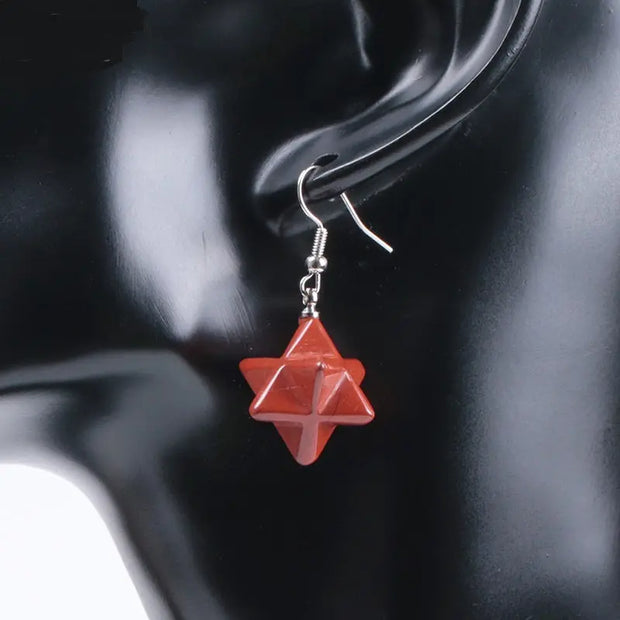 Pendants d'oreilles Merkaba en jaspe rouge - Mes Bijoux En Pierres Naturelles