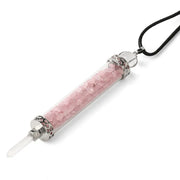 Collier ampoule en quartz rose - Mes Bijoux En Pierres Naturelles