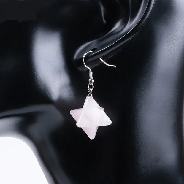 Pendants en quartz rose Merkaba - Mes Bijoux En Pierres Naturelles