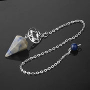 Amulette pendule en sodalite avec symbole pentacle - Mes Bijoux En Pierres Naturelles