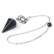 Pendule ésotérique en pierre de sable bleu avec motif pentacle - Mes Bijoux En Pierres Naturelles