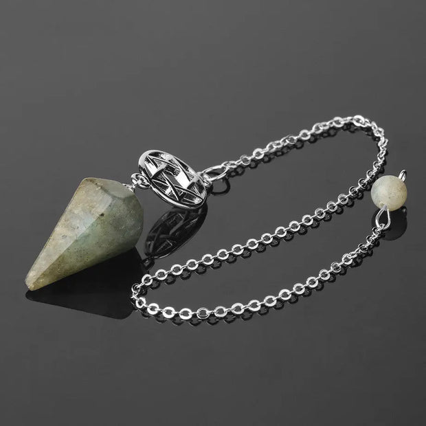 Bijou pendule ésotérique en labradorite et pentacle - Mes Bijoux En Pierres Naturelles