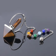 Pyramide pendule en pierre d'œil de tigre - Mes Bijoux En Pierres Naturelles