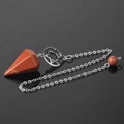 Amulette pendule jaspe rouge pentacle - Mes Bijoux En Pierres Naturelles