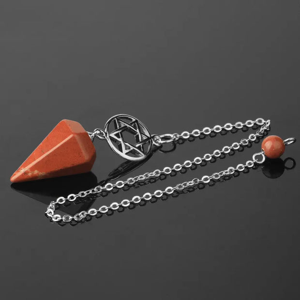 Amulette pendule jaspe rouge pentacle - Mes Bijoux En Pierres Naturelles