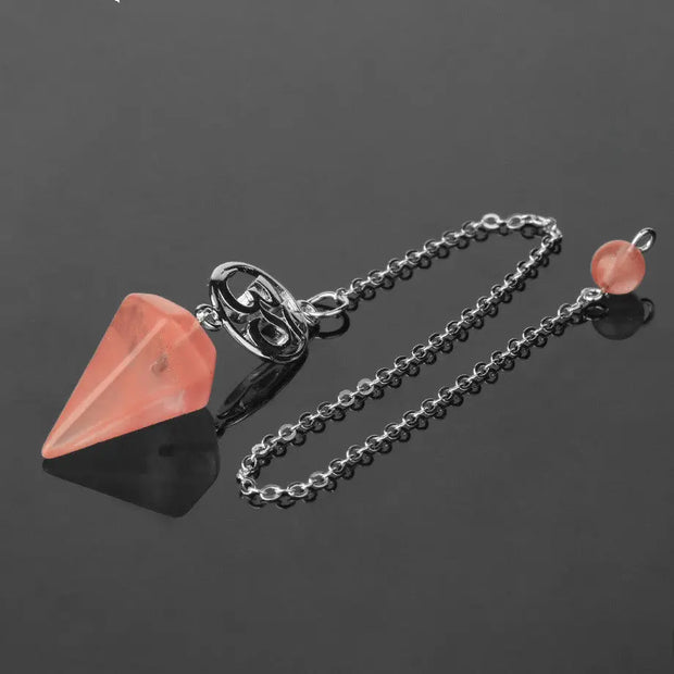 Aum quartz cerise pendule spirituel - Mes Bijoux En Pierres Naturelles