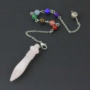 Amulette pendule quartz rose chakras égyptienne - Mes Bijoux En Pierres Naturelles