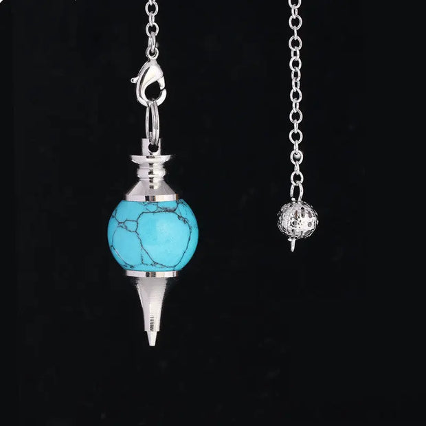 Amulette pendule en perle de turquoise bleue - Mes Bijoux En Pierres Naturelles
