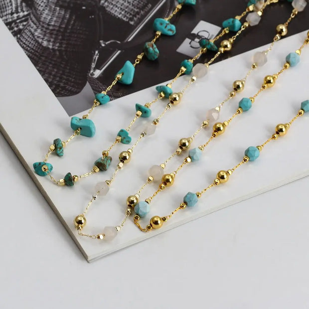 Pendentif en or avec pierre naturelle turquoise - Mes Bijoux En Pierres Naturelles
