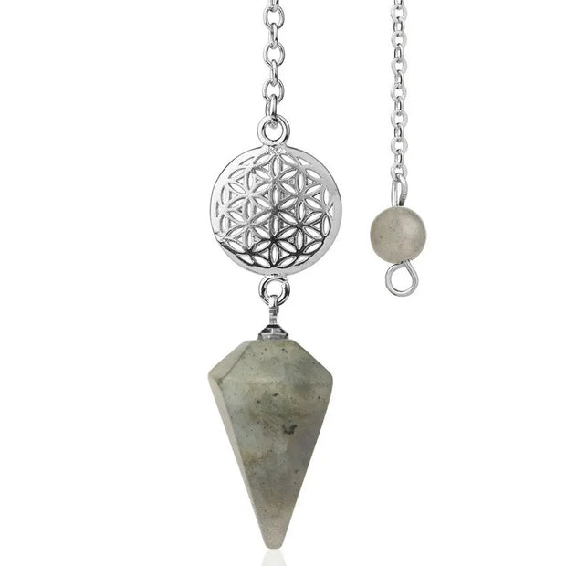 Amulette pendule en labradorite motif fleur de vie - Mes Bijoux En Pierres Naturelles