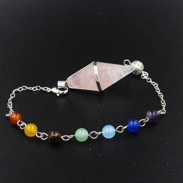 Pendule en quartz rose pour l'harmonisation des 7 chakras - Mes Bijoux En Pierres Naturelles
