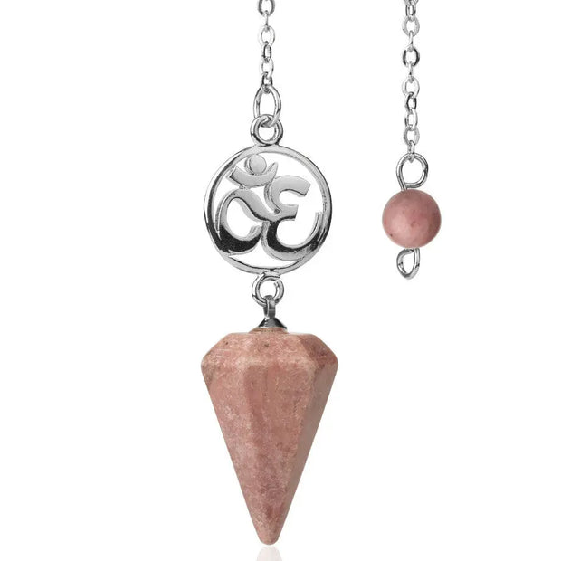 Amulette divinatoire Aum en rhodonite - Mes Bijoux En Pierres Naturelles