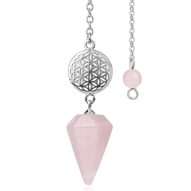 Quartz rose pour radiesthésie en fleur de vie - Mes Bijoux En Pierres Naturelles