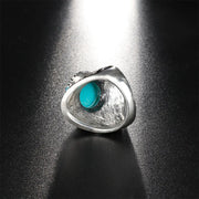 Chevalière pierre turquoise en acier obscur - TurquiAura - Mes Bijoux En Pierres Naturelles