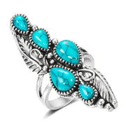 Anneau femme avec pierres turquoise en forme de gouttes - Mes Bijoux En Pierres Naturelles