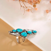 Anneau femme avec pierres turquoise en forme de gouttes - Mes Bijoux En Pierres Naturelles