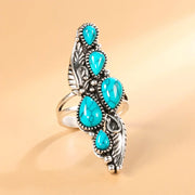 Anneau femme avec pierres turquoise en forme de gouttes - Mes Bijoux En Pierres Naturelles